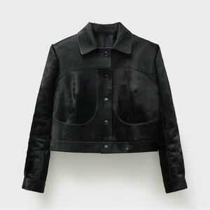 Mango Genuine Calf Hair Bovine Leather Jacket